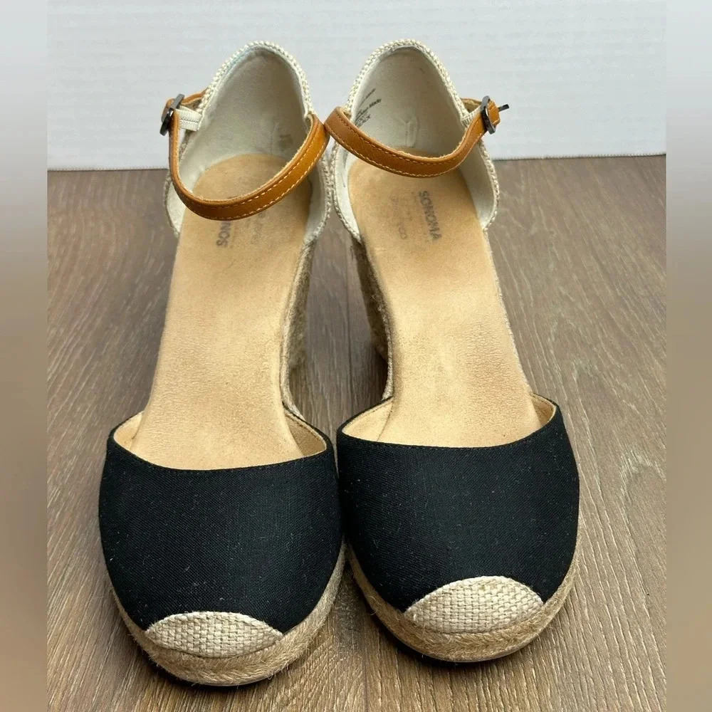 Sonoma Womens Black Gooseberry Wedge Sandals RN# 73277 - USED